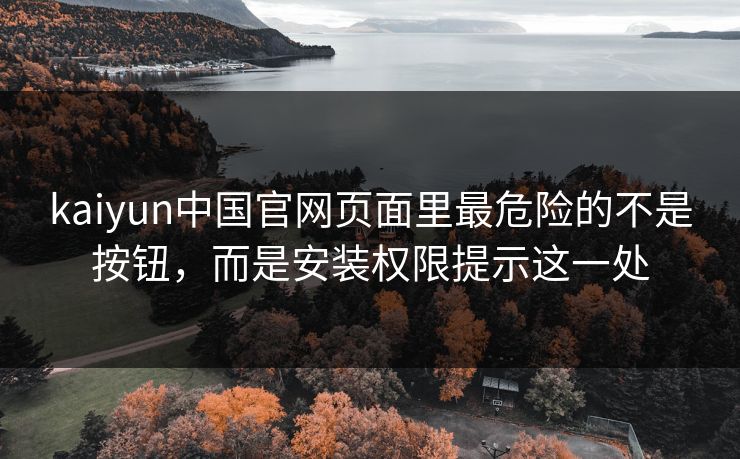 kaiyun中国官网页面里最危险的不是按钮，而是安装权限提示这一处